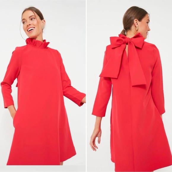 NWT Tuckernuck Daphne Bow Back Dress Poppy - Picture 4 of 6